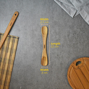 Premium Teak Wood Spatula Eco-Friendly Multipurpose Wooden Kitchen <b>Utensil</b> for Cooking 2 Side Stirring Spoon Mixing Baking Heat - Product Image 4