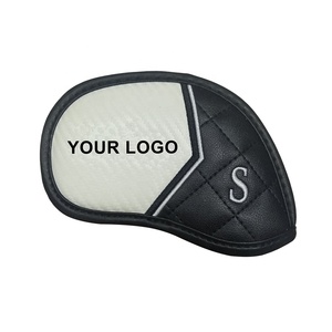 Ensembles de housses de tête de club de golf magnétiques, durables, vintage, au design personnalisé, <span class=keywords><strong>en</strong></span> cuir PU brodé, pour fers, bois et putters, avec logo, <span class=keywords><strong>en</strong></span> gros - Product Image 1