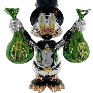 Estatuas de Pato Scrooge de Resina Cromada para Decoración de Interiores, Modernas y en Oferta, Esculturas de Animales de Pato de Resina Brillante Grandes - Product Image 6