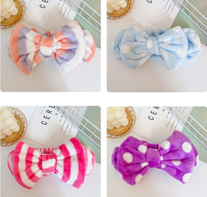 Nouveau femmes belle douce Carol polaire grand nœud papillon maquillage cosmétique douche élastique moelleux <span class=keywords><strong>bandeau</strong></span> avec couvre-<span class=keywords><strong>oreille</strong></span> - Product Image 5