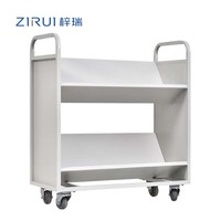 Chariot à roulettes métallique simple face à 2 niveaux pour livres, documents et retour de documentation en bibliothèque ou bureau