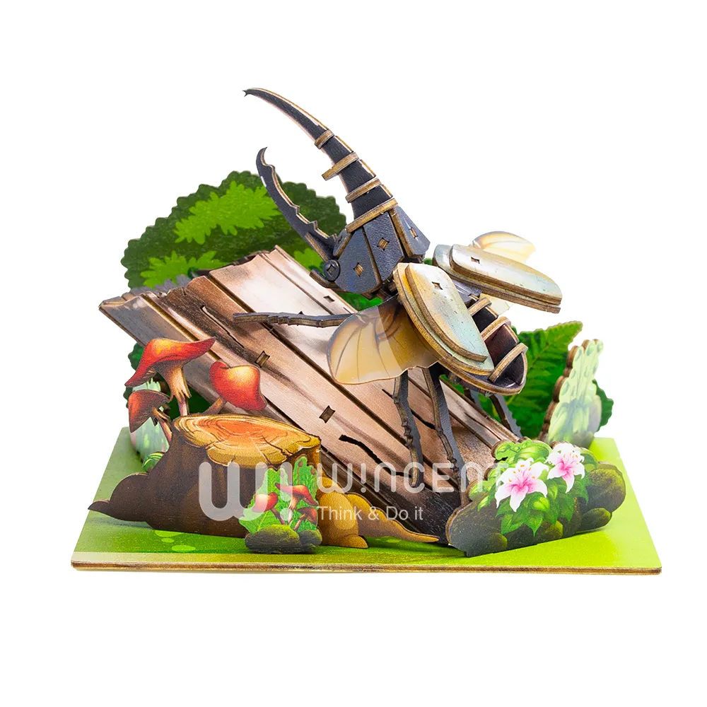 Wincent Latest Design Low MOQ and Fast Shipping High Quality FSC Wood Custom Wooden 3D Insect Puzzle