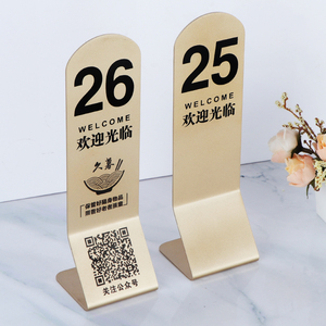 Tùy Chỉnh Dấu Hiệu Dành Cho Khách Sạn Nhà Hàng Bàn Đám Cưới Hàng Đầu Thép Không Gỉ Kim Loại Dấu Hiệu Đứng Bảng Số - Product Image 2