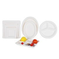 Assiettes jetables biodégradables ODM à l'épreuve de l'huile, vaisselle, bagasse de canne à sucre naturelle, assiettes en papier à sauce à sublimation de 6 pouces