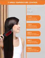 Brosse lissante pour cheveux 110V 220V Fer à lisser en céramique professionnel Boucleur électrique sans fil Barbe infrarouge Multifonction Peigne plat