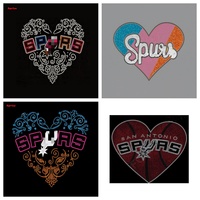 Transferts en cristal de verre carrés personnalisés, logo de l'équipe de basket-ball des San Antonio Spurs, strass thermocollants pour vêtements