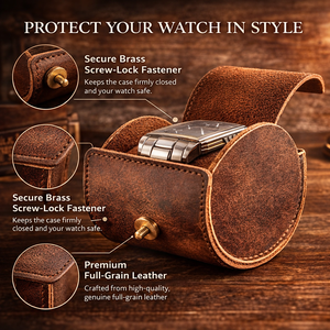 Étui de voyage de luxe gris en cuir véritable à 1 emplacement pour montre, avec coussin coulissant, pour homme - Product Image 5