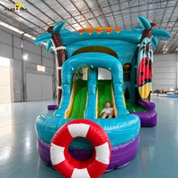 Nouveau style Château gonflable Aurora en PVC 5x4M écologique pour enfants, usage commercial intérieur/extérieur, avec toboggan et souffleur d'air