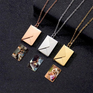 Custom wholesale 316L Stainless Steel 14k 18k Gold Plated Picture Photo Pendant <b>Locket</b> Envelope Jewelry Necklace for <b>Women</b> Men - Product Image 1