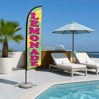 Drapeau à plumes personnalisé double face avec sublimation par transfert thermique, avec mât et base, bannière publicitaire extérieure pour la vente en gros sur la scène du marché