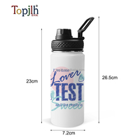 Bouteille d'eau à large ouverture avec couvercle pop-up, personnalisable par sublimation, 550 ml, en acier à double paroi, isolée, anti-fuite, Topjlh