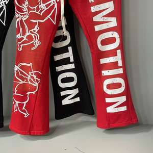 Nouvel arrivage de pantalons évasés décontractés de qualité supérieure avec broderie de lettres d'émotions mixtes estampées à chaud pantalons de survêtement de sport amples pour hommes - Product Image 5