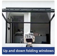 Fenêtre pliante moderne à ouverture verticale en alliage d'aluminium, insonorisée, étanche, coupe-vent, sur mesure