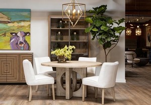 <b>Dining</b> Room Furniture Rustic Style White Wash Reclaimed <b>Solid</b> <b>Wooded</b> Slab <b>Round</b> Wedding <b>Dining</b> <b>Table</b> for 6 - Product Image 5