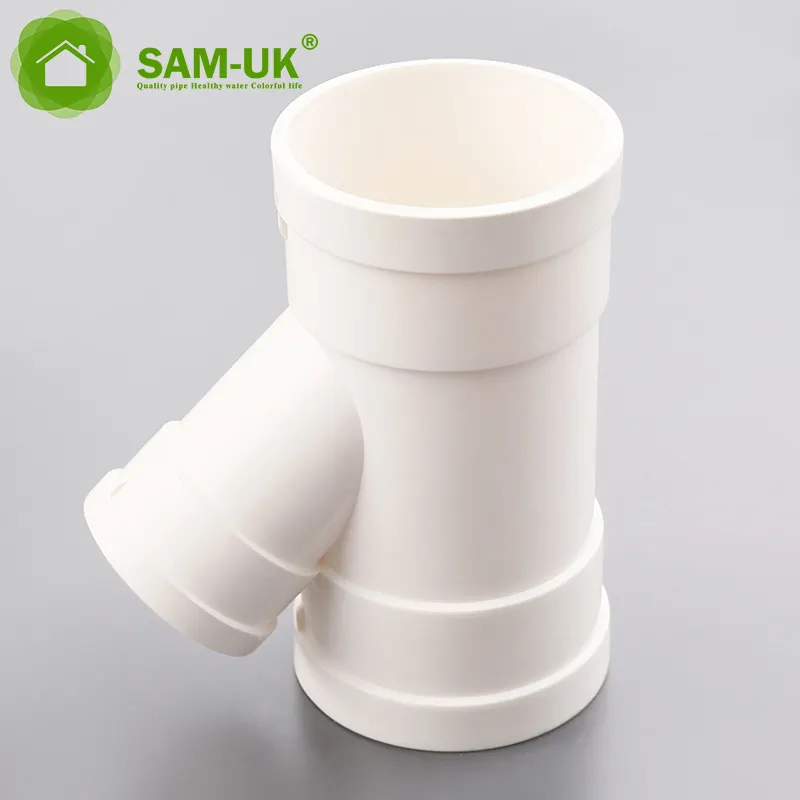 SAM-UK Production en usine et vente en gros de tailles personnalisables dwv plastique col rond té pvc y raccords de tuyauterie