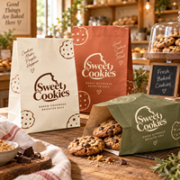 Sac en papier kraft écologique à fond plat, résistant à l'humidité, pour l'emballage de boulangerie, logo personnalisé