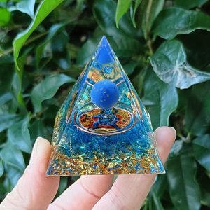 Pirámide de Cristal con Piedras, Resina Epoxi, Manualidades, Bola Azul de 5 cm, Decoración de Escritorio, Adorno para Pecera, Regalo - Product Image 4