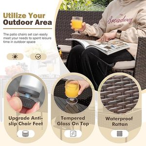 Luxury 4 Pieces Garden <b>Rattan</b> Furniture Set UV Resistant Wicker <b>Sofa</b> and Chairs with Soft Pillows for Hotel Patio Decking - Product Image 3
