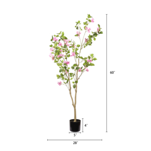 Arbre artificiel de bougainvillier de 1,5 m avec pot noir, plante artificielle réaliste fleurie pour décoration intérieure - Product Image 4