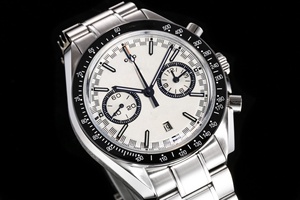 Reloj mecánico de lujo con correa de cuero genuino de 44,25mm resistente al agua, serie de carreras, <span class=keywords><strong>cronómetro</strong></span>, reloj de marca, blanco, resistente al agua, para parejas - Product Image 2