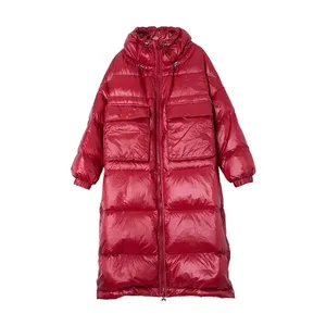 New Design Women's Long Winter Coat Goose Warm Coat Waterproof Feature Bubble Fabric Nylon Lining Pattern Cotton Work Use