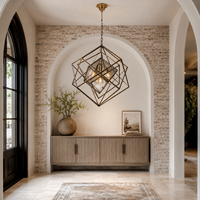 Lustre LED de plafond en laiton de style industriel moderne et créatif, design géométrique, pour cuisine, décoration intérieure, lampe suspendue