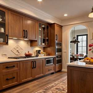 Muebles de Cocina en Forma de L de Lujo Ligero Estilo Francés Personalizados BALOM con Isla, Juego de Muebles de Cocina Color Blanco Crema Personalizados para el Hogar - Product Image 6