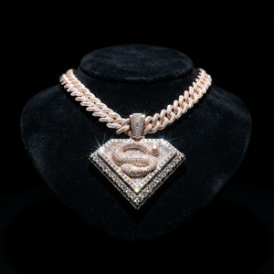 Collar Cubano de Plata 925 con Cadena de Baguette Plana de Moissanita Helada Estilo Hip Hop, Engaste de Canal, Chapado en Oro, Certificado GRA, Unisex, Geométrico - Product Image 1