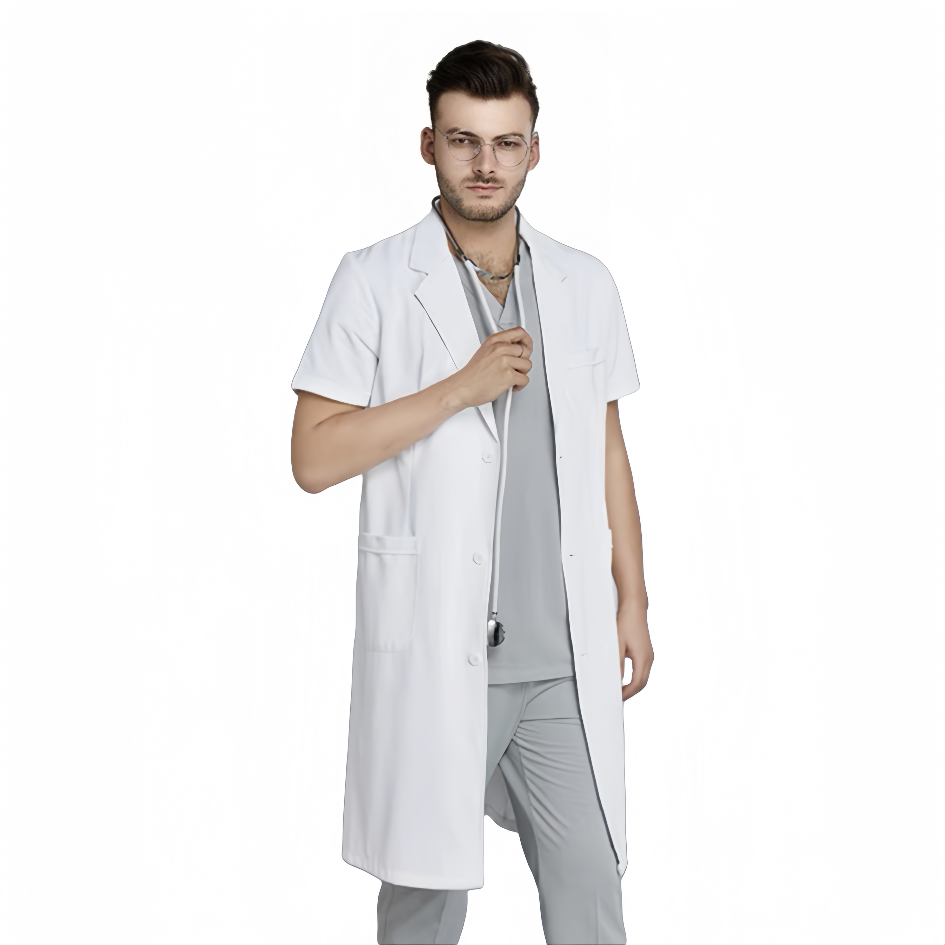 แขนสั้นสีขาวผู้ชาย