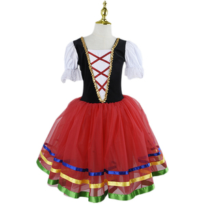 Vestito Tutu da balletto rosso per ragazze ginnastica body bianco <span class=keywords><strong>abiti</strong></span> da balletto lunghi per ragazze Costume da ballo principessa Ballerina abito da compleanno - Product Image 3