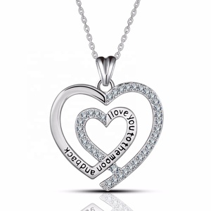 <span class=keywords><strong>Je</strong></span> <span class=keywords><strong>T</strong></span>'aime à la Lune et Retour Collier Coeur En Cristal De Mode Bijoux Nouveau 925 En Argent Sterling Bijoux CYD064 - Product Image 1
