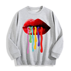 Rainbow Drip Lipsポップアートグラフィッククルーネックスウェットシャツ、米国倉庫、6色、カスタマイズ可能なデザイン - Product Image 3