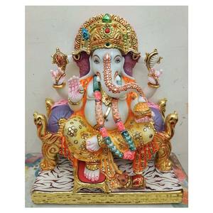 Colorido exclusivo mármol Dios Ganesha escultura - Product Image 1