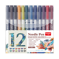 Stylo marqueur à pointe fine Guangna, couleurs rétro, artiste, micron, permanent, non toxique, imperméable, pigment pour la peinture, fournitures artistiques, 24