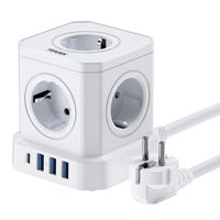 Bloc multiprise 5 prises avec charge rapide USB-C 20W et 3 ports USB-A haute puissance, certifié CE RoHS pour la maison et le bureau