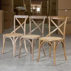 Rustikaler Bentwood Stapelbarer Stuhl im Vintage-Stil Holz-Crossback-Stuhl Restaurant Bistro Cross back Dining Chair