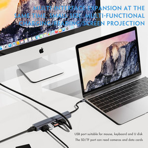 7-in-1 Type-C để HDMI Hub 4K @ 30Hz HDMI USB C Docking <span class=keywords><strong>Station</strong></span> 1000M RJ45 Netword thẻ với 100W nhanh sạc kép USB3.0 SD/TF - Product Image 2