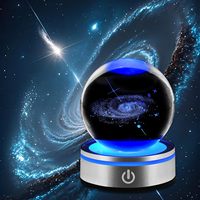 Lampe de nuit en cristal 3D Galaxie, lumière LED multicolore à transformation de couleurs, cadeau d'anniversaire pour étudiant, science, astronomie
