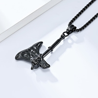 Collier pendentif hache viking en acier inoxydable plaqué or pour homme - Bijou rétro punk motard streetwear, cadeau