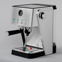 Machine à café expresso et cappuccino domestique en acier inoxydable avec manomètre, boutons lumineux et mousseur à lait pour café moulu