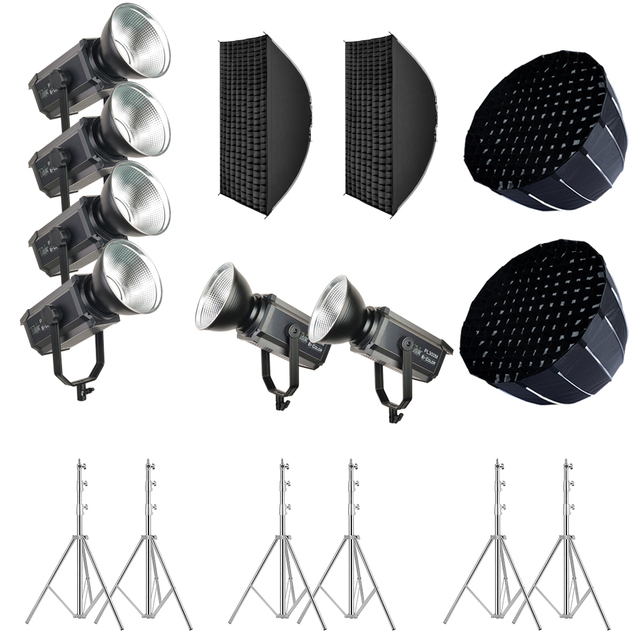 Tianmei Led Live Stream Lighting Set 300w 200w Led Video Light With Softbox And Tripod Stand With Green Backdrop