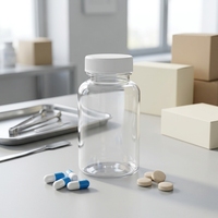 Conteneur cylindrique transparent de qualité alimentaire avec bouchon à vis, emballage en plastique, flacon à pilules pour capsules, comprimés, compléments alimentaires