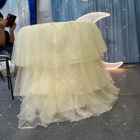 Jupe de table Muwei multicouche à volants en tulle, élégante et luxueuse, pour mariage, dessert, fête d'anniversaire, décoration de table intérieure et extérieure