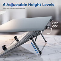 Support portable magnétique pour ordinateur portable, réglable sur 6 niveaux, support pliable pour tablette, idéal pour la maison, le bureau et les voyages