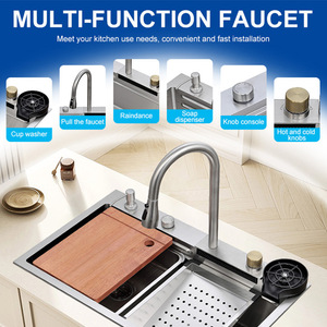 Évier carré multifonction en acier inoxydable de bonne qualité, <span class=keywords><strong>prix</strong></span> abordable, fait main, avec cascade intelligente, marque SIR, modèle pour <span class=keywords><strong>cuisine</strong></span> et salle de bain - Product Image 4