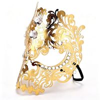 Masque facial complet en métal incrusté de diamants pour homme, masque en fer forgé incrusté de diamants, masque de princesse pour adulte pour bal masqué