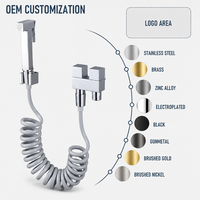 Ensemble de pulvérisateur de bidet haute pression en laiton au design carré, pulvérisateur de toilette Shattaf réglable à main