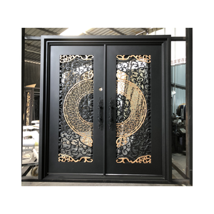 Puertas de hierro forjado personalizadas o estándar, <span class=keywords><strong>puerta</strong></span> de entrada doble de hierro forjado para Exterior - Product Image 1