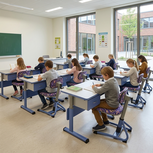 High Quality Modern Metal <b>Adjustable</b> Indoor Study <b>Table</b> Chair Sets ST-308B ST-308B - Product Image 5