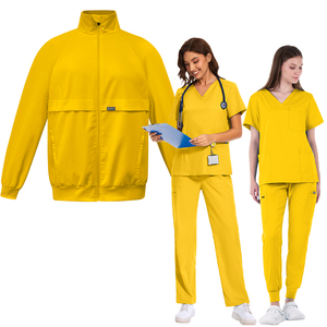 2025 jaune 5-en-1 veste droite survêtement soins infirmiers médicaux gommages uniformes ensemble dentiste clinique en gros personnalisé - Product Image 1
